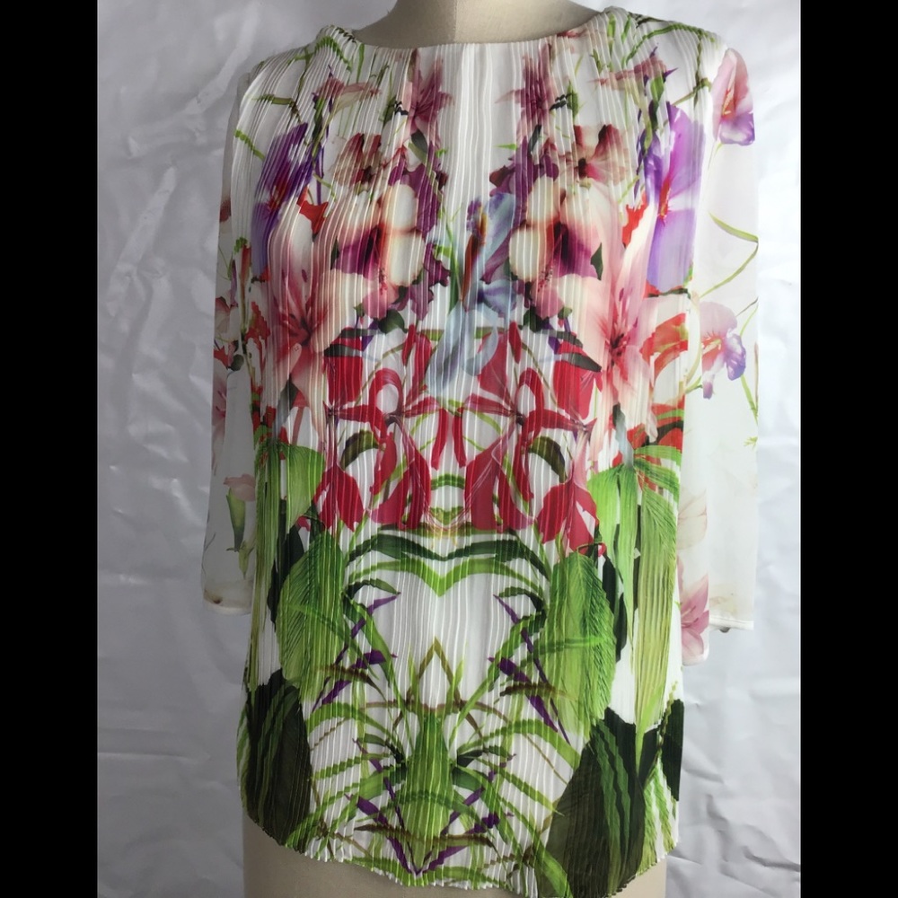 Ted baker women’s sheer floral 3/4 blouse size small